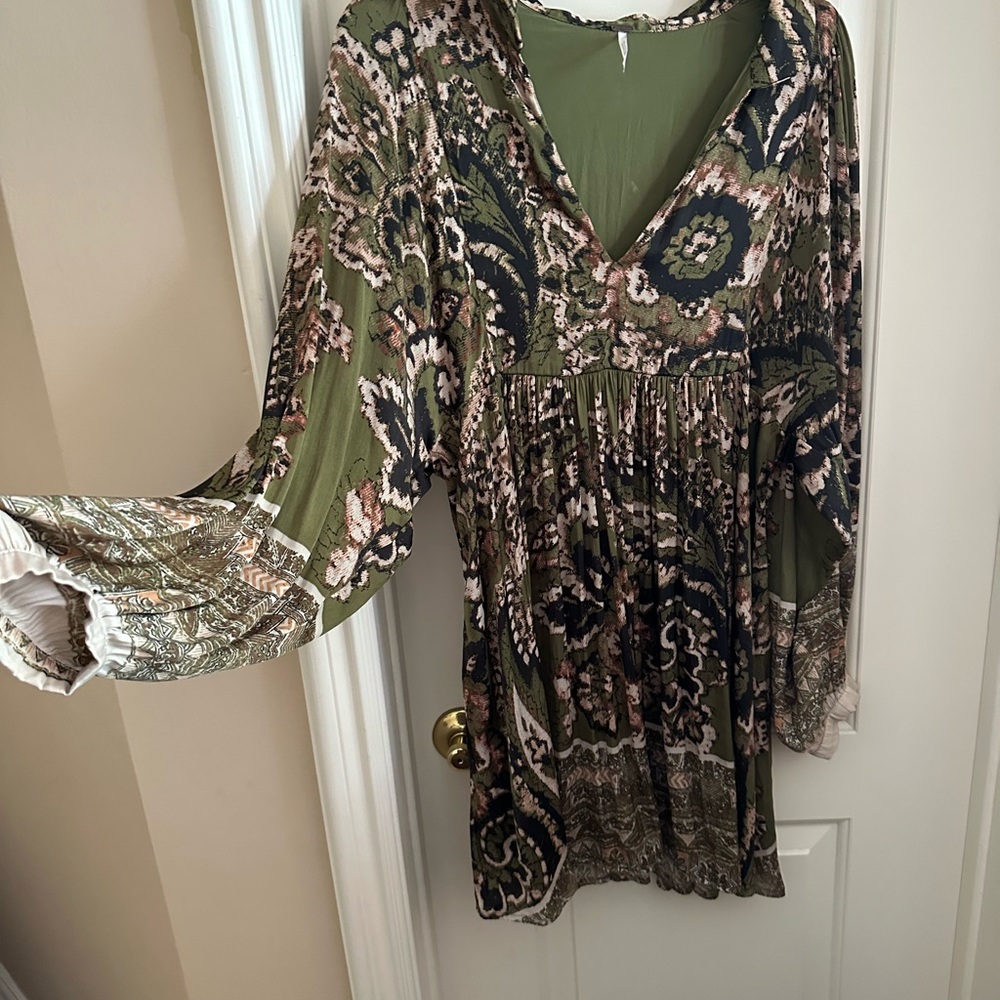 Free People Olive Floral Mini Dress